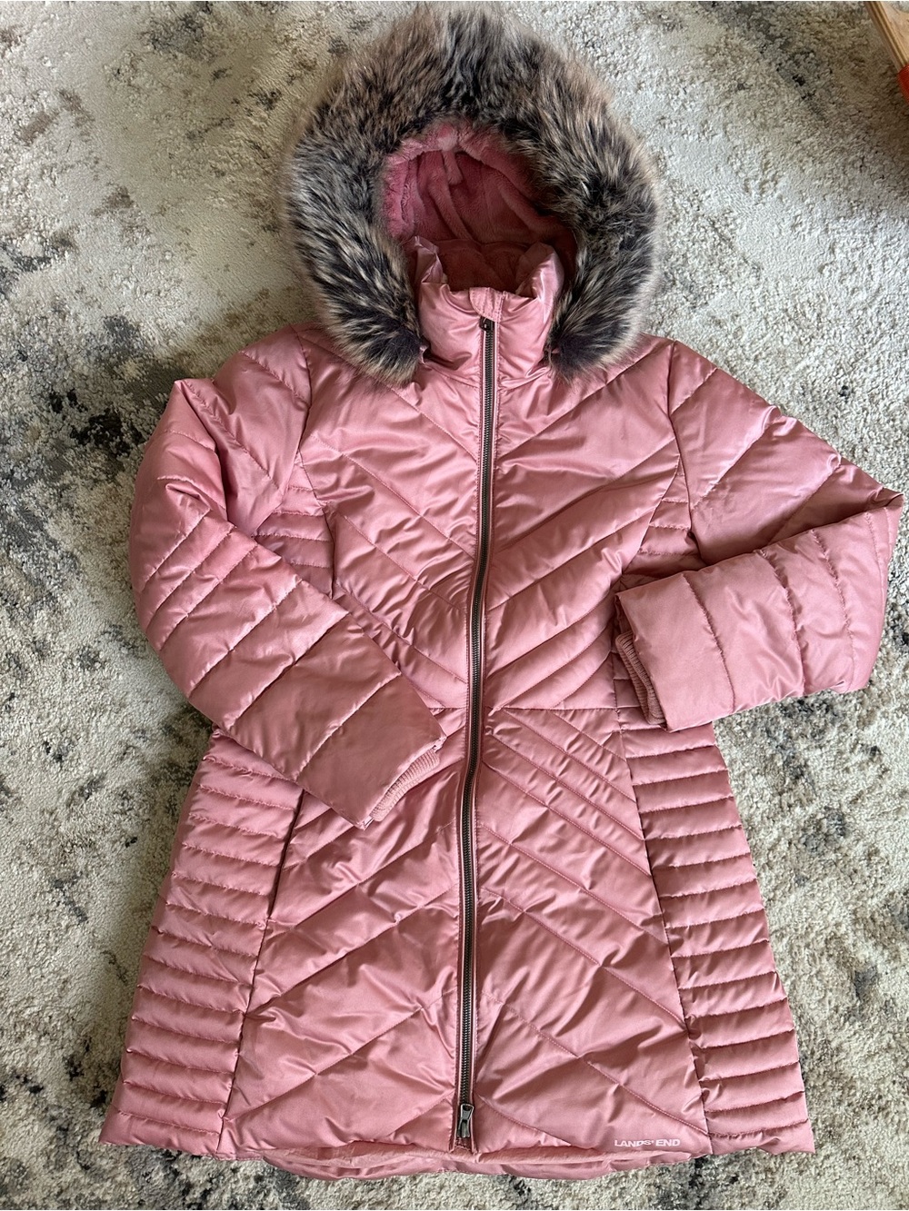 Lands End | Fur Hood | pink | Warm | Insulated |Coat